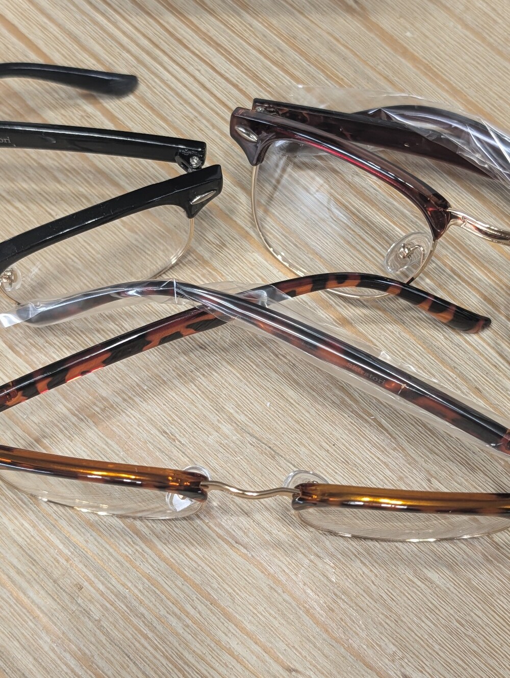 3 Prescription Free Gold Rimmed Trendy Stylish Glasses - Picture 8 of 14